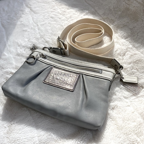 Coach Poppy Graffiti Grey Leather Crossbody Bag - Picture 1 of 10